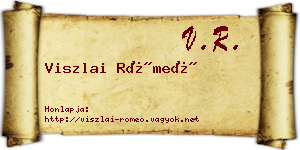 Viszlai Rómeó névjegykártya